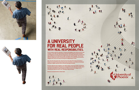 production, Clipping Path example for University of Phoenix Ad